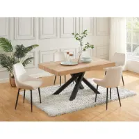 Vente-unique Set van 6 stoelen van ribfluweel en metaal - Crèmewit - MASURIE
