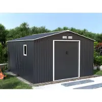 Vente-unique Tuinhuisje van grijs gegalvaniseerd staal ARCHER - 12,99 m²