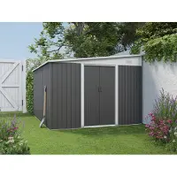Vente-unique Antracietgrijs metalen tuinhuisje van gegalvaniseerd staal 9,76 m² - DAXTON
