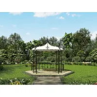 Vente-unique Smeedijzeren tuinkiosk van metaal TILCARA - D300 x H290 cm - Zwart