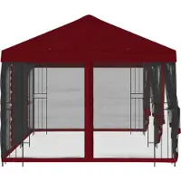 vidaXL Paviljoen met zijwanden 6 x 3 m Bordeauxrood Polyester en Staal