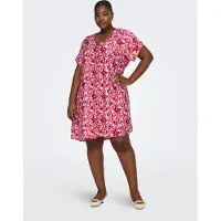 ONLY Carmakoma Zomerjurk 'CARHavana' oranje / fuchsia / bordeaux / wit