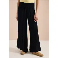 Cecil Dames Wide Legs broek met crêpe structuur - Zwart - XXL