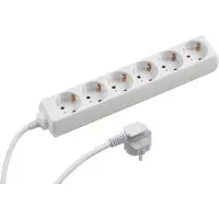 Meister stekkerdoos met 6 stopcontacten - 5 meter kabel - wit - kunststof behuizing - IP20, geschikt voor gebruik binnenshuis