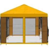 vidaXL Tuin gazebo met zijwanden 6 x 3 m Geel Polyester en Staal