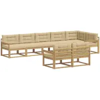 vidaXL Buiten bank set 6 st Wit en Beige Polyester