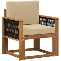 vidaXL Buiten Midden Sofa Massief Acacia Hout Natuurlijk en Beige