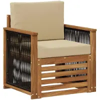 vidaXL Buiten Midden Sofa Natuurlijk en Beige Massief Acacia Hout