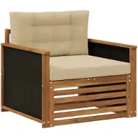 vidaXL Buiten Midden Sofa Natuurlijk en Beige Massief Acacia Hout