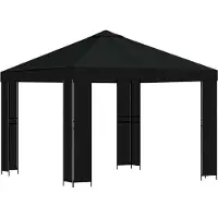 vidaXL Prieel 3 x 3 m Zwart Polyester en Staal 190 gsm