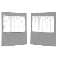 vidaXL Party Tent Zijwand 2 st 200 x 195 cm Lichtgrijs PE en staal