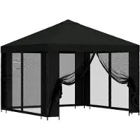 vidaXL Tuin gazebo met zijwanden 3 x 3 m Zwart Polyester en Staal