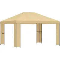 vidaXL Prieel 4 × 3 m Crèmekleurig Polyester en Staal 190 gsm