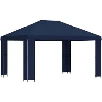 vidaXL Pavillon, 4 x 3 meter, blauw, polyester en staal, 190 g/m²