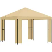 vidaXL Prieel 3 x 3 m Crèmekleurig Polyester en Staal 190 gsm