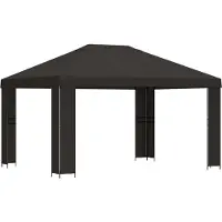 vidaXL Paviljoen, 4 x 3 meter, antraciet, polyester en staal, 190 g/m²