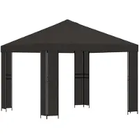 vidaXL Prieel 3 x 3 m Antracietkleurig Polyester en Staal 190 gsm