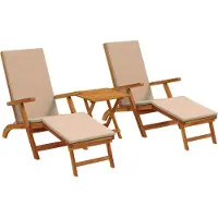 vidaXL Ligstoel die kan leunen en vouwen 3 pcs Taupe