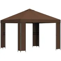 vidaXL Prieel 3 x 3 m Bruin Polyester en Staal 190 gsm