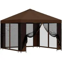 vidaXL Tuin gazebo met zijwanden 3 x 3 m Bruin Polyester en Staal