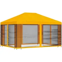 vidaXL Tuin gazebo met zijwanden 4 × 3 m Geel Polyester en Staal