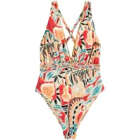 Next Badpak roestbruin / cappuccino / rood / zwart