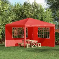 Prolenta Maison Exclusive - Partytent zijwand, 2 stuks, 300 x 195 cm, rood, PE en staal