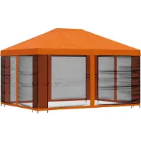 vidaXL Tuin gazebo met zijwanden 4 × 3 m Oranje Polyester en Staal