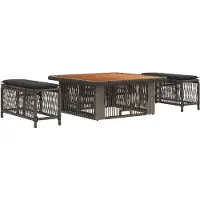 vidaXL Tuin Eettafel Set 3 st Grijs en Donkergrijs poly rattan
