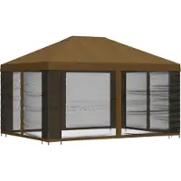 vidaXL Tuin gazebo met zijwanden 4 × 3 m Taupe Polyester en Staal
