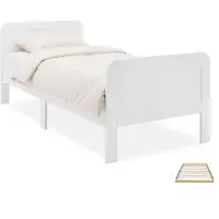 Homestyle4u Comfortbed 90x200 met lattenbodem, seniorenbed, in hoogte verstelbaar, houten bed, eenpersoonsbed, wit, hoog bed, bedframe