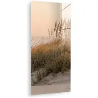MuchoWow Glasschilderij 80x160 cm - Schilderij acrylglas - Duinlandschap - Zonsondergang - Strand - Foto op glas - Muurdecoratie woonkamer - Wanddecoratie slaapkamer - Schilderijen