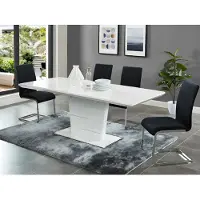 Vente-unique Uitschuifbare eettafel AMELLE - 6 tot 8 zitplaatsen - Witgelakt mdf