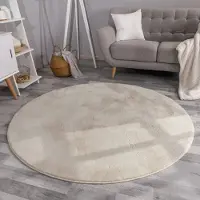 TT Home Woonkamer hoogpolig tapijt imitatiebont moderne effen kleuren pluizig zacht beige 200 x 200 cm Rechthoek