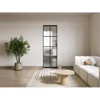 Vente-unique Schuifdeur met schuifsysteem van aluminium en mat gehard glas - H205 x B83 cm - WILDEN II