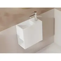 Vente-unique Wastafel van solid surface met nis - Wit - 40 cm - PUMORI