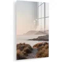 MuchoWow Glasschilderij 80x120 cm - Schilderij acrylglas - Landschap - Kust - Duinen - Foto op glas - Muurdecoratie woonkamer - Wanddecoratie slaapkamer - Schilderijen