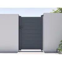 Vente-unique Vleugeltuinhek in aluminium zonder doorkijk L103 x H150 cm donkergrijs - NAZARIO