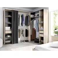 Vente-unique Verstelbare kledingkast GONTRAN - L164 / 214 CM - Eiken en antraciet