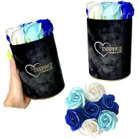 Inspiruj - Flowerbox - Zwarte Doos - Blauwe Zeeprozen Mix