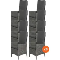 Van der Garde Tuinmeubelen Set van 8 - Timber wicker verstelbare tuinstoel - Organic Grey