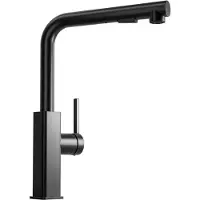 CECIPA MAX Zwarte Uittrekbare Keukenkraan - L-vorm - 2 Straalstanden - 40 cm Uittrekbereik - 360° Draaibaar - RVS