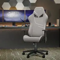 MODFU - Gamingstoel - Ergonomisch Verstelbaar Met Hoofdsteun En Lendensteun - Voor Werk En Gamen - Stof - Lichtgrijs - 54,5 X 50 X 132 Cm