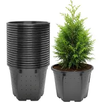 Garronda Set van 20 vierkante kunststof bloempotten met drainagegaten (Zwart, Ø25 x 20 cm – 7,5 L) GD-KW-RSC