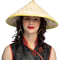 JeiibrZui - Chinese Rijstboer Hoed - Strohut Voor Carnaval En Themafeesten - Natuurlijk Stro - Eén Maat - Beige