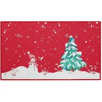 Happiq Kerst Deurmat - Voor Binnen & Buiten Entree - Vrolijk Kerstfeest Sneeuwpop Design, Antislip Tapijt - 50x80 cm, Kerstdecoratie - Rood