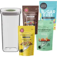 Berghoff & FRIENDS | Food2Smile + Smart Seal 1.60L Gimmy Gummy Mix - Cola-la Bottles - Chocosmiles - Chocosmiles Peanuts - Transparant -