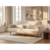 Vente-unique Slaapbank – 3 zitplaatsen – Klik-klakmechanisme – Witte boucléstof – ESME