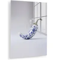 MuchoWow Glasschilderij 30x40 cm - Schilderij acrylglas - Chilipeper - Keramiek - Blauw - Foto op glas - Muurdecoratie woonkamer - Wanddecoratie slaapkamer - Schilderijen