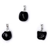 Phoenix Zwarte Onyx edelsteen hanger met pin geboorde dop - pakket van 5 stuks - ±1-2,5 cm - ±1-2.5 cm